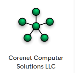 Logo of Coronet Computer Solutions LLC featuring interconnected green nodes.